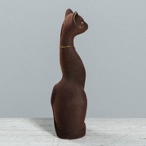 Копилка "Кошка Мурка", покрытие флок, коричневая, 28 см