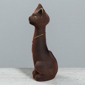 Копилка "Кот Мурзик", покрытие флок, коричневая, 29 см