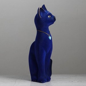 Копилка "Кот Кузя", покрытие флок, синяя, 28 см