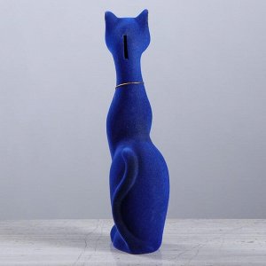 Копилка "Кошка Мурка", покрытие флок, синяя, 26 см