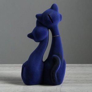 Копилка "Коты пара Свидание", покрытие флок, синяя, 28 см