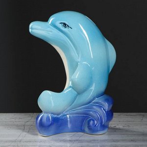 Копилка "Дельфин", глазурь, синий цвет, 25 см