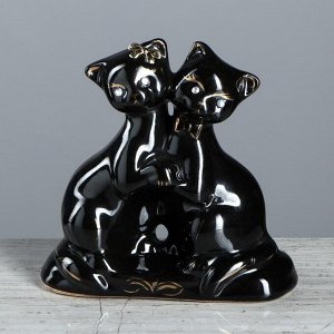Копилка "Коты танцующие", покрытие глазурь, чёрная, 15 см