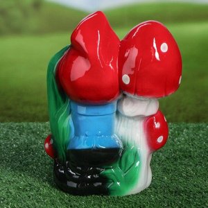 Садовая фигура "Гном с грибами", разноцветный, 26 см