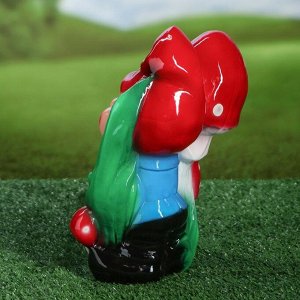 Садовая фигура "Гном с грибами", разноцветный, 26 см