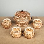 Набор супный &quot;Корчма&quot; под шамот, супник 3 л, горшочки 0,5 л