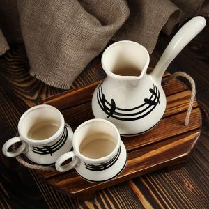 Кофейный набор "Бамбук", 3 предмета: турка 0.75 л, чашки 0.25 л