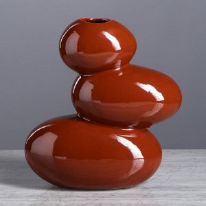 Ваза керамика настольная "Сбалансированные камни", коричневый цвет, 20 см
