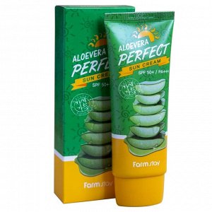 Солнцезащитный крем с алоэ FARMSTAY Aloevera Perfect Sun Cream SPF50+ PA+++, 70гр