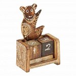 Деревянный календарь с кубиками &quot;Мишка&quot; 12х6х3,5 см