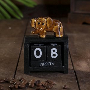 Вечный календарь настольный «Слон», 4x7x9 см, дерево