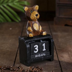 Вечный календарь настольный «Мишка», 7.5x4x13.5 см, дерево