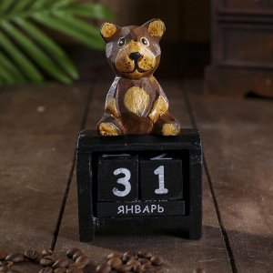 Вечный календарь настольный «Мишка», 7.5x4x13.5 см, дерево
