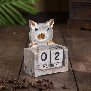 Вечный календарь «Кошка», 7x4x10 см, дерево