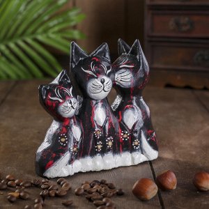 Сувенир «Кошки с колокольчиком», 4x13x13 см, дерево