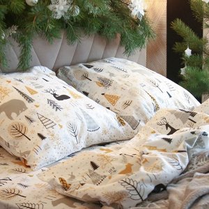 Постельное белье новогоднее Этель Дуэт Let it snow (вид 1) 143*215 см - 2 штуки, 240*220 см, 70*70 см - 2 штуки