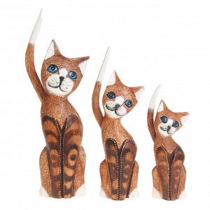 Сувенир "Кошки с длинными хвостами" набор. дерево 25.30.35 см