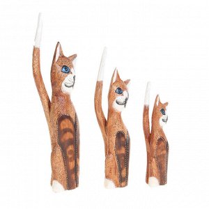 Сувенир "Кошки с длинными хвостами" набор. дерево 25.30.35 см