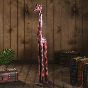 Сувенир дерево "Красный жираф с цветочками" 9.5х15.5х80 см