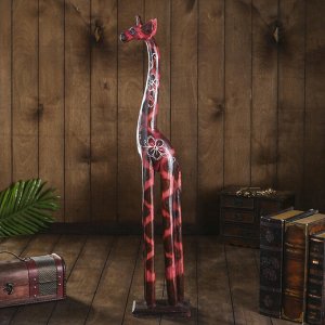 Сувенир дерево "Красный жираф с цветочками" 9.5х15.5х80 см
