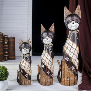 Сувенирный набор "Кошечки с ромбовым узором" дерево (высота 50,40,30 см)