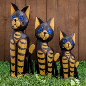 Набор сувенирный "Тёмные кошки с голубыми глазами"(40.50.60) 28х10х60 см