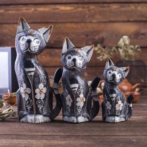 Сувенирный набор дерево "Кошки коричневые" (15,20,25) 15х8х25 см