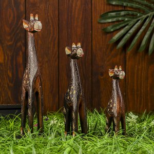 Сувенир "Жирафы" дерево (набор 3 шт) 24х20х5 см
