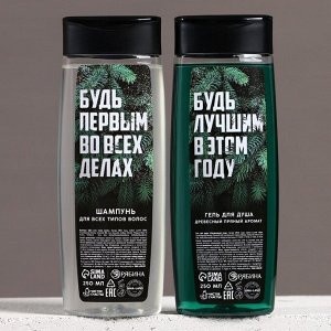 Подарочный набор новогодний «Будь лучшим»: гель для душа и шампунь для волос, 2x250 мл, Чистое счастье