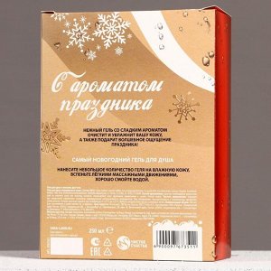 Подарочный набор новогодний «Сияй», гель для душа 250 мл и мочалка для тела, Чистое счастье
