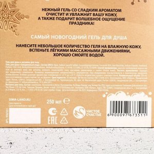 Подарочный набор новогодний «Сияй», гель для душа 250 мл и мочалка для тела, Чистое счастье
