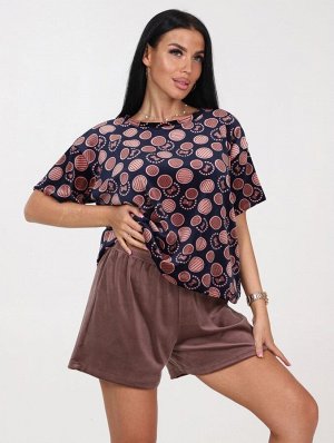 460 ЖЕНСКАЯ ПИЖАМА (шорты) (Кофе)