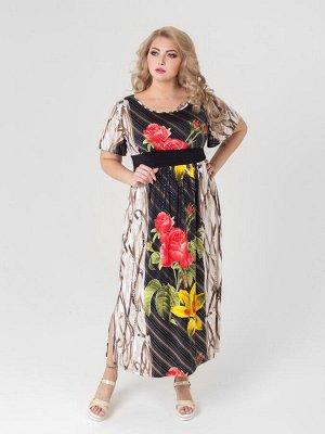 Платье Тиволи (чёрный/красные цветы)