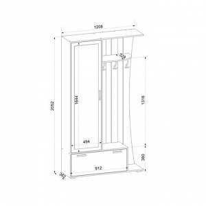 Прихожая «Ивушка 20», 1208?362?2052 мм, цвет бодега тёмный / бодега светлый