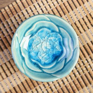 Аромалампа керамика "Цветочное мехенди" голубая 11х9х9 см