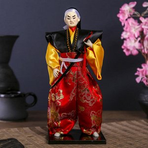 Кукла коллекционная "Воин в ярком кимоно с саблей" 30х12,5х12,5 см