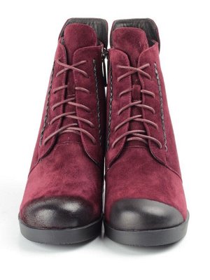 04-R179-3 BURGUNDY Ботинки зимние женские (натуральная замша, натуральный мех)