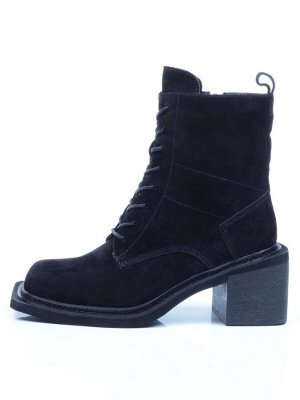 04-SE21W-2B BLACK Ботинки зимние женские (натуральная замша, натуральный мех)