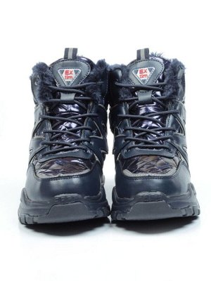 8526-2 DARK BLUE Ботинки зимние женские (искусственные материалы)