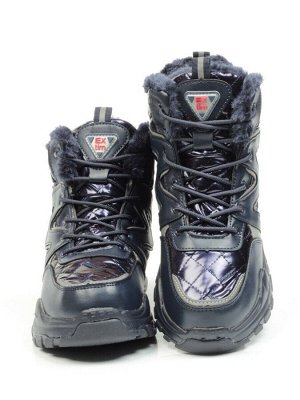 8526-2 DARK BLUE Ботинки зимние женские (искусственные материалы)