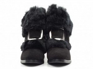 04-JM715-2 BLACK Ботинки женские (натуральная замша, натуральный мех (полностью))