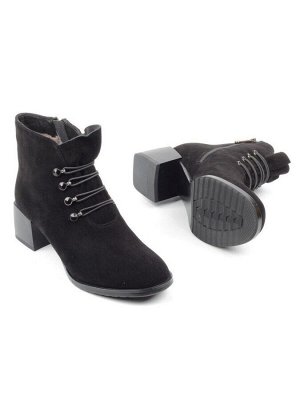 04-M20-6117 BLACK Ботинки женские зимние (натуральная замша, натуральный мех)