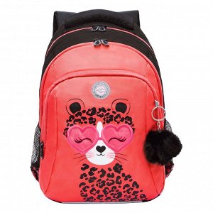 Рюкзак школьный GRIZZLY с карманом для ноутбука 13", анатомической спинкой, тремя отделениями, для девочки
