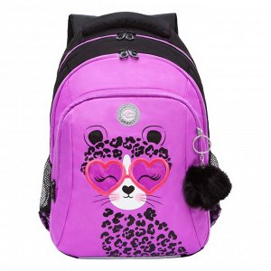 Рюкзак школьный GRIZZLY с карманом для ноутбука 13", анатомической спинкой, тремя отделениями, для девочки