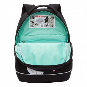 Рюкзак школьный GRIZZLY с карманом для ноутбука 13", жесткой спинкой, двумя отделениями, для девочки