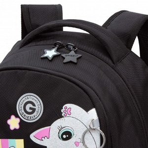 Рюкзак школьный GRIZZLY с карманом для ноутбука 13", жесткой спинкой, двумя отделениями, для девочки