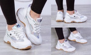 Обувь женская 7007 Кроссовки "938 - Перламутровые Вставки" Белые