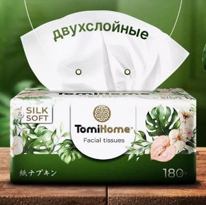 Салфетки бумажные мягк. упаковка 2 слоя, TomiHome Флора 180 шт