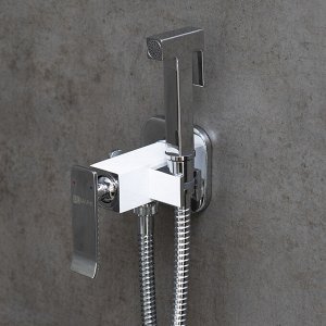 LM5820CW "Контест" Смеситель с гигиеническим душем, встраиваемый, хром/белый