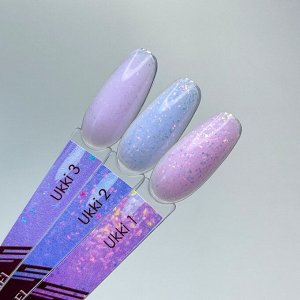 UKKI 01 гель с хлопьями Юкки Unique для наращивания/моделирования и укрепления ногтей, 15 мл